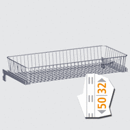 Pull-out metal basket. Simple insertion into the hang track using integrated brackets.