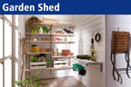 The shelf for your garden house. Space saving and clear.